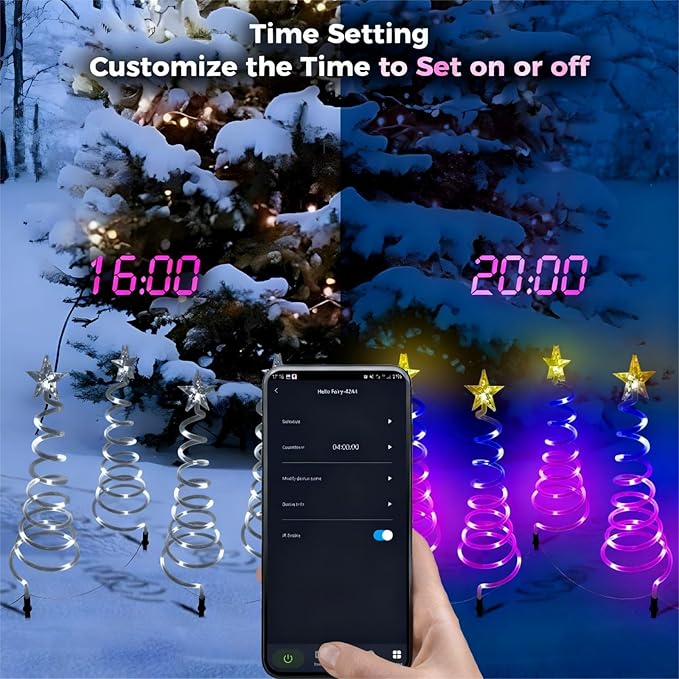 4 Pack Smart Spiral Pathway Lights Outdoor, DIY RGB Color Changing, 80+ Lighting Modes, Remote & App Control, Timer, IP67 Waterproof Landscape Path Lights for Holiday Yard, Garden & Patio Decor Lights