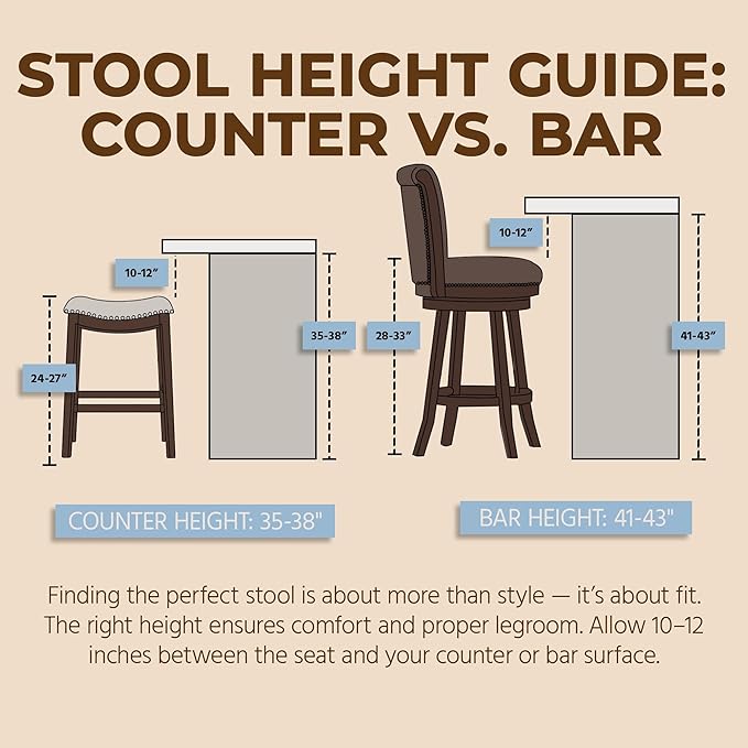 ROME + OAK Parker 26 Inch Counter Stool, Backless Saddle Kitchen Barstool in Natural Wood Finish with Wheat Cream Fabric Upholstery Cushion Seat