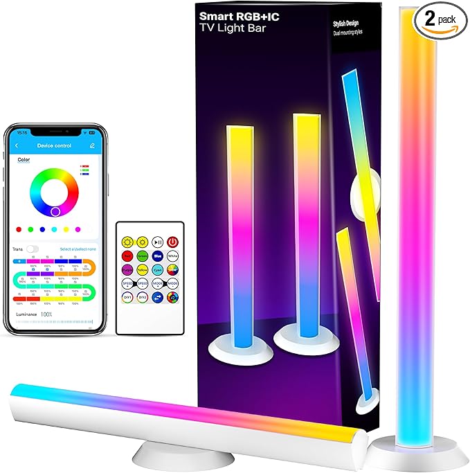 TJOY Smart Wi-Fi Light Bars, Work with Alexa &Google Assistant, Gaming Desk Lights with Music Sync&Scene Modes, RGB TV Light Bar, Ambient Lighting for Game, Atmosphere Decoration(2.4Ghz WiFi only)
