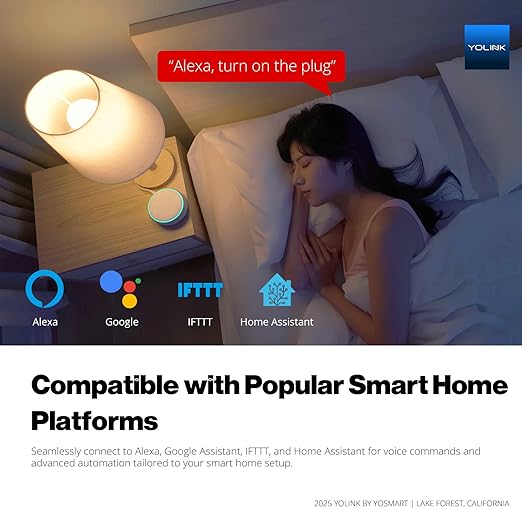 YoLink Smart Energy Plug 15A, LoRa Control up to 1/4 Mile, High-Power Appliances, Cylce Timer, Real-Time Power Monitor, Overload Protection, Notifications, Alexa, Google, IFTTT, Hub Required, YS6614
