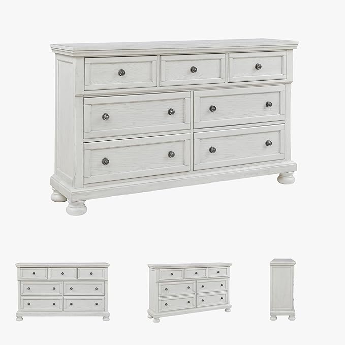 Signature Design by Ashley Robbinsdale Traditional 7 Drawer Dresser, Antique White