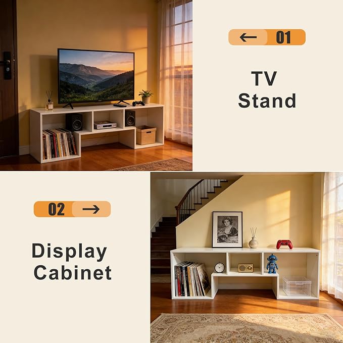 Lightdot TV Stand for TVs up to 55'', Modern Entertainment Center with Open Storage Shelf Large capacity for collection, Media Table TV Console for Living Room/Bedroom/Sofa Cabinet,Easy Assembly-White