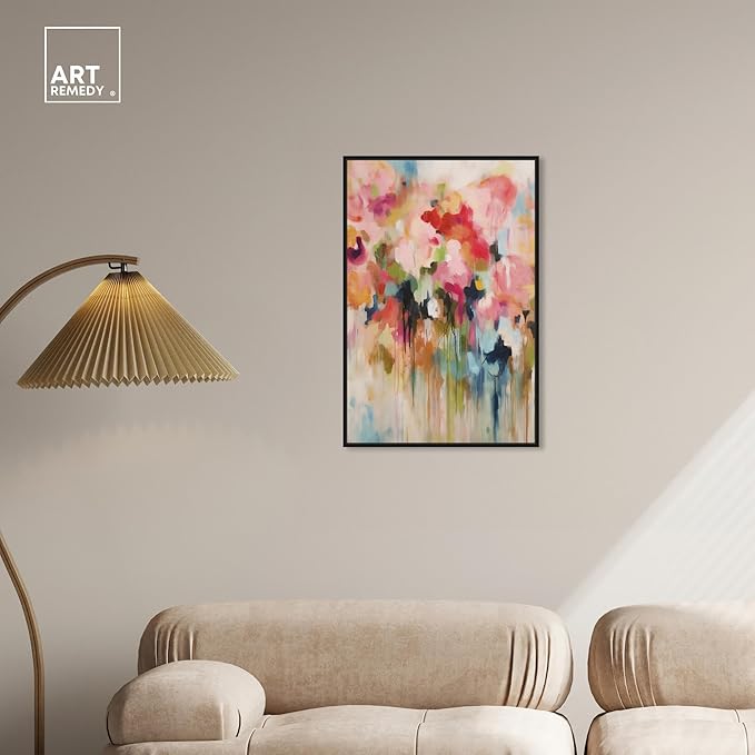 Art Remedy Soft Lush Pastel Canvas New Floral Wall Art, Black Frame, 20" x 30"