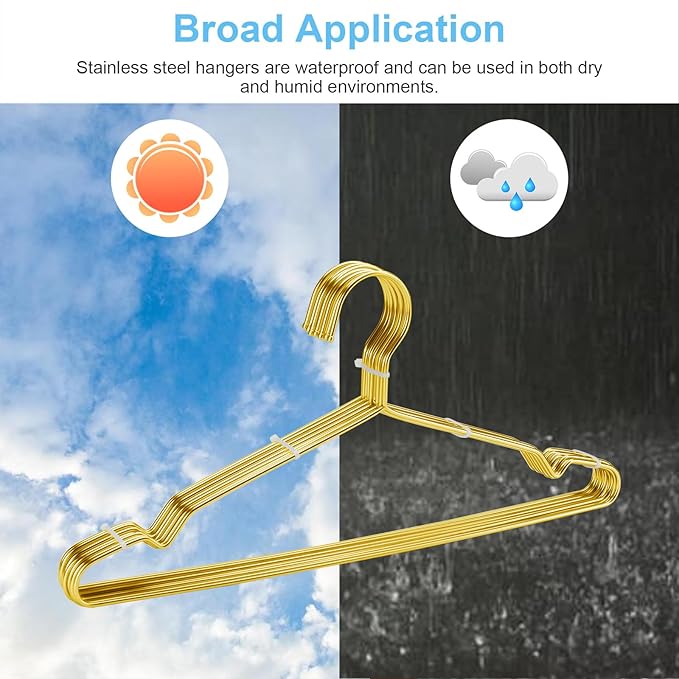 20 Pack Gold Hangers, Clothes Hangers for Closet Ultra Slim Metal Hangars Space Saving Coat Hanger, Heavy Duty Stainless Steel Suit Hanger for Adult Kids Golden Decor Home Essentials