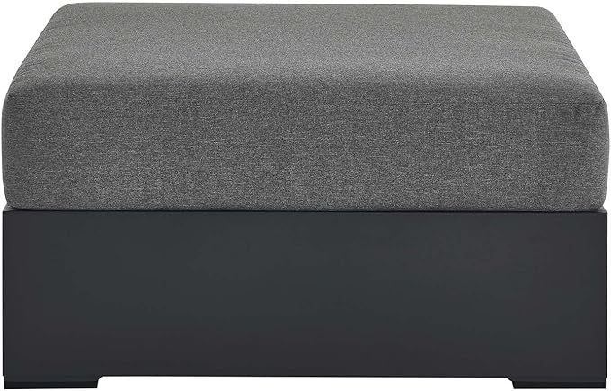 Modway Tahoe Aluminum Ottoman in Gray Charcoal with Weather-Resistant Cushion-Ideal as Outdoor Footstool, Patio or Sunroom Furniture