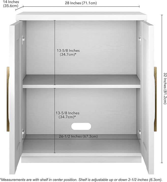 Henn&Hart 28" Accent Cabinet, Modern Sideboard Buffet Cabinet with 2 Panel Doors, an Adjustable Shelf and Cable Management Cut-Out for Living Room, Dining Room, Bedroom or Entryway, White