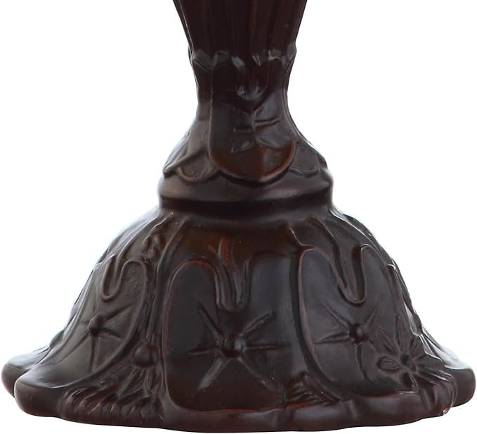 JONATHAN Y 12.5" Bronze Tiffany-Style LED Table Lamp, Handcrafted Ivory Stained Glass Bell Shade with Jewels, Traditional Resin Accent Lamp for Bedroom, LED Bulb Included JYL8015A