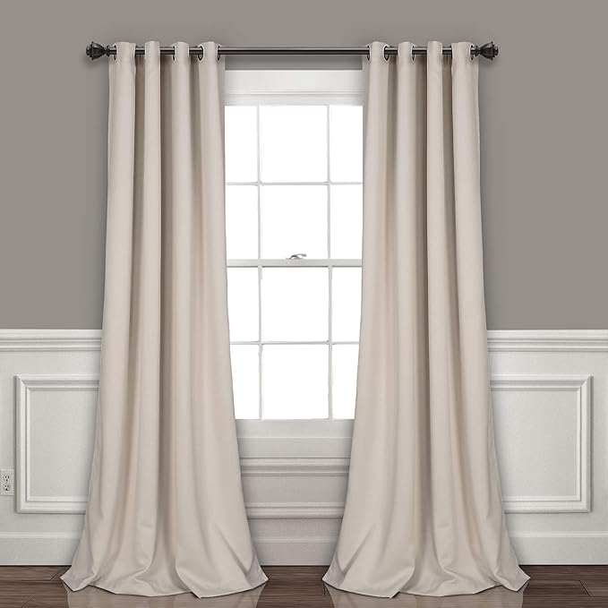 Lush Decor Insulated Grommet Blackout Window Curtain Panels, Pair, 52" W x 120" L, Wheat - Classic Modern Design - 120 Inch Curtains - Extra Long Curtains For Living Room, Bedroom, Or Dining Room