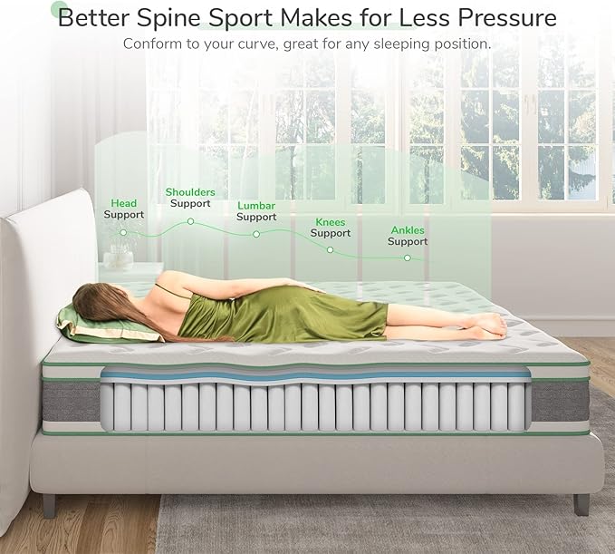 Novilla King Size Mattress, 10 Inch Hybrid Mattress in a Box, Individually Wrapped Pocket Coils Innerspring for Motion Isolation, King Pillow Top Mattresses with Medium Firm Feel, Groove