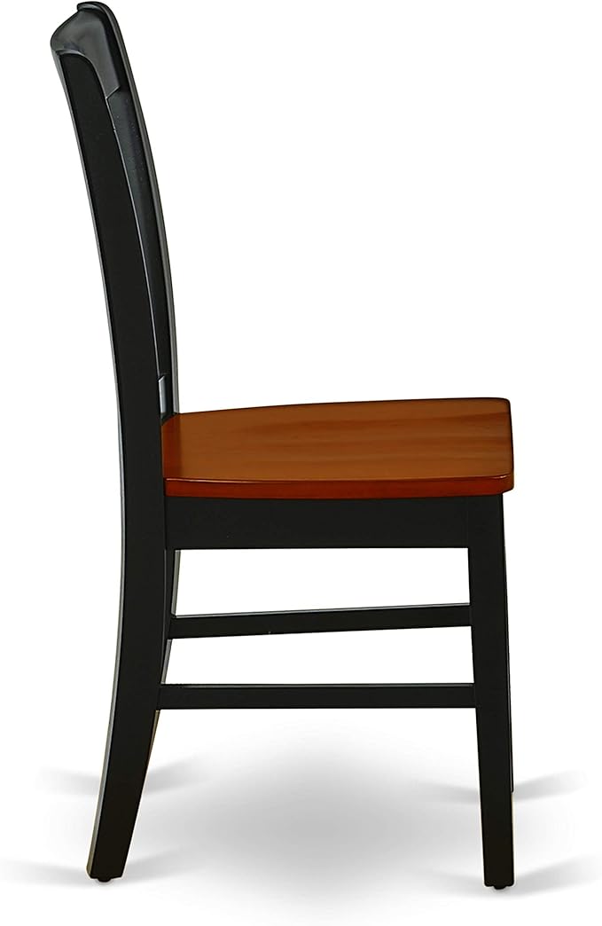 East West Furniture ANNO5-BCH-W 5 Piece Dining Set Includes a Round Dining Room Table with Pedestal and 4 Wood Seat Chairs, 36x36 Inch, Black & Cherry