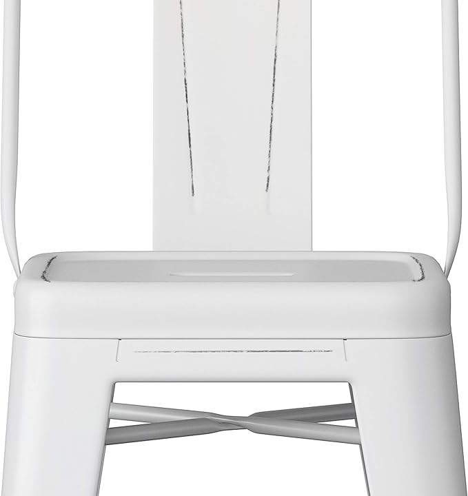 SIMPLIHOME Rayne Counter Stools (Set of 2) - 24 Inch Seat Height Metal Kitchen Seats in Distressed White, Industrial Seating for Dining Room or Kitchen with Curved Backrest and Footrest