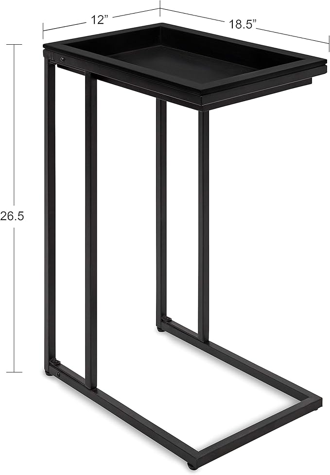 Kate and Laurel Lockridge Foldable Modern Side C-Table, 18.5" x 12" x 26.75", Black