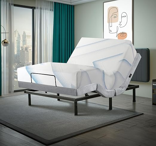 King Adjustable Bed with 12 Inch Gel Memory Foam Mattress, Massage, Zero Gravity, Anti-Snore, Programmable Memory Positions, USB, Underbed Lighting, Zero Clearance