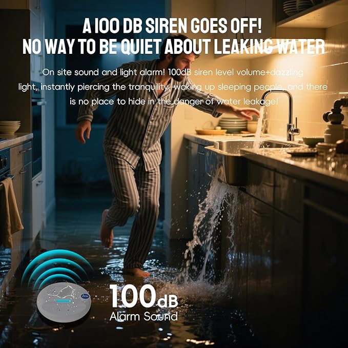 Wireless Water Leak Detector - Works Standalone or with Smart Hub, Loud Siren Water Leak Sensor and Drip Alarm, IP67 Waterproof, for Home, Basement, Bathroom, Under Sink, Laundry
