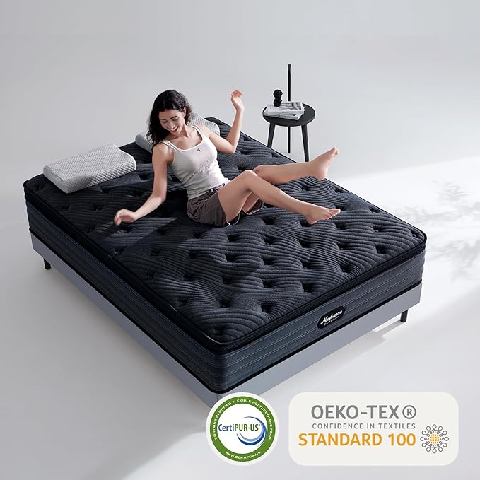 Queen Mattress, 14 Inch Cooling Gel Memory Foam - Medium Firm Hybrid Mattress in a Box, CertiPUR-US® Certified Memory Foam&Pocket Spring, Extra Lumbar & Shoulder Support for Pain Relief