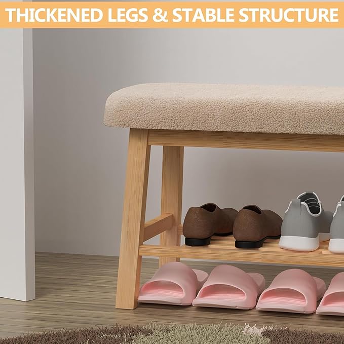 Entryway Bench, 45 Inches Long Shoe Bench, Storage Bench with Shelf for Hallway, Living Room, Mudroom, Bedroom