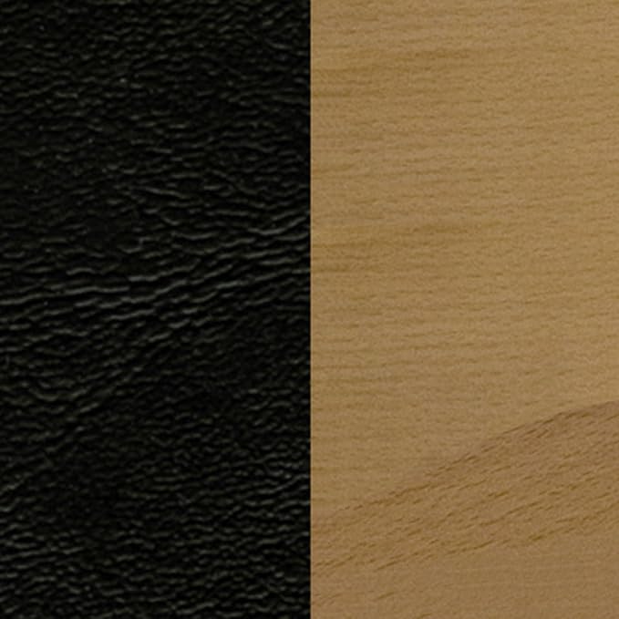 Flash Furniture HERCULES Series Vertical Slat Back Natural Wood Restaurant Chair - Black Vinyl Seat