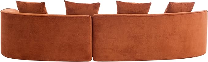 Christopher Knight Home Braebt 126" Modular Sofa with 4 Throw Pillows, Curved 5-Seater Large Sofa Couches, Comfy Upholstered Sectional Cloud Couch for Living Room, No Assembly Required, Dark Orange