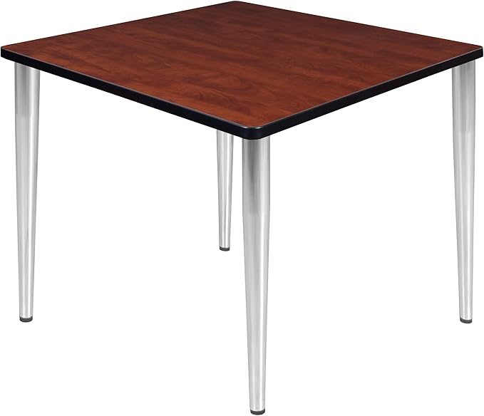 Regency Kahlo 42 in. Square Breakroom Table- Cherry Top, Chrome Tapered Legs