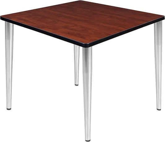Regency Kahlo 42 in. Square Breakroom Table- Cherry Top, Chrome Tapered Legs