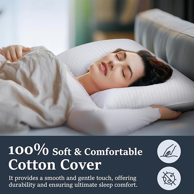 COZSINOOR Goose Feather Pillows King Size Set of 2 - Hotel Down Bed Pillow for Sleeping, Soft 600 TC Cotton Cover, Support Fluffy Surround Fill Down Alternative for Back, Stomach, Side Sleepers