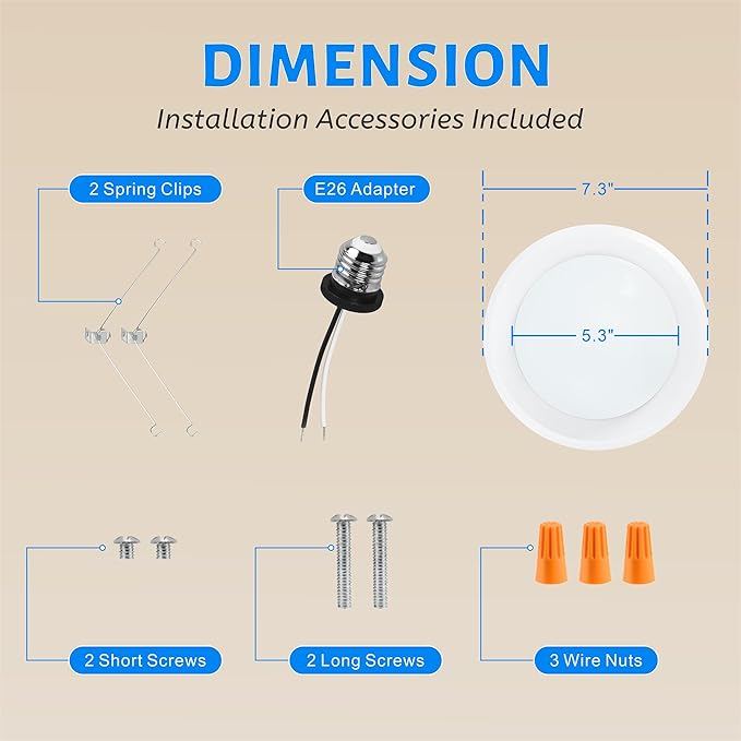 ECOELER 6" LED Disk Lights, Dimmable Flush Mount Ceiling/Recessed Disc Downlight, 16.5W 1000Lm, 6000K Bright White, Low Profile Surface Mount Can Light for Closet, Office, Garage, ETL Listed, 24 Pack