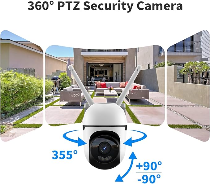 2K Home Security Camera Outdoor,360 Pan Tilt 2.4G/5G Home Surveillance Camera,WiFi Outdoor Security Cameras With Color Night Vision,Human Detection and Tracking,24/7 Recording,Cloud & SD Card Storage
