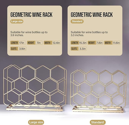 Countertop Wine Rack - 14 Bottle Freestanding Modern Gold Metal Small Wine Rack - Tabletop Wine Holder Stand for Cabinet, Pantry, Wine Bottle Storage (Large Size-Gold)