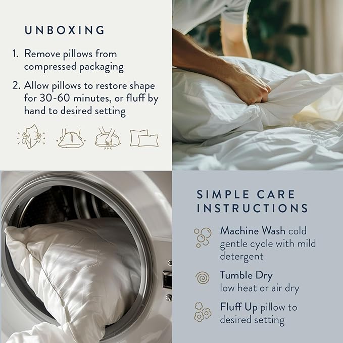 Digital Decor 100% Cotton Luxury Hotel Pillows Standard Size Set of 2, Cooling Hypoallergenic Down Alternative Pillows for Sleeping, Firm Support for Side & Back Sleepers, Made in USA, 26" x 20"