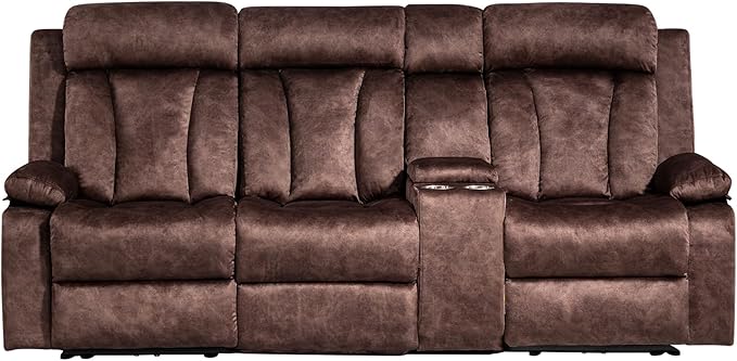 Electric Power Reclining Sofa, 3-Seater Sofa with Flip-Top Console, Massage & Heat, Recliner Couch with Storage, USB Ports, and Cup Holders - Perfect for Living Room Comfort (Brown)