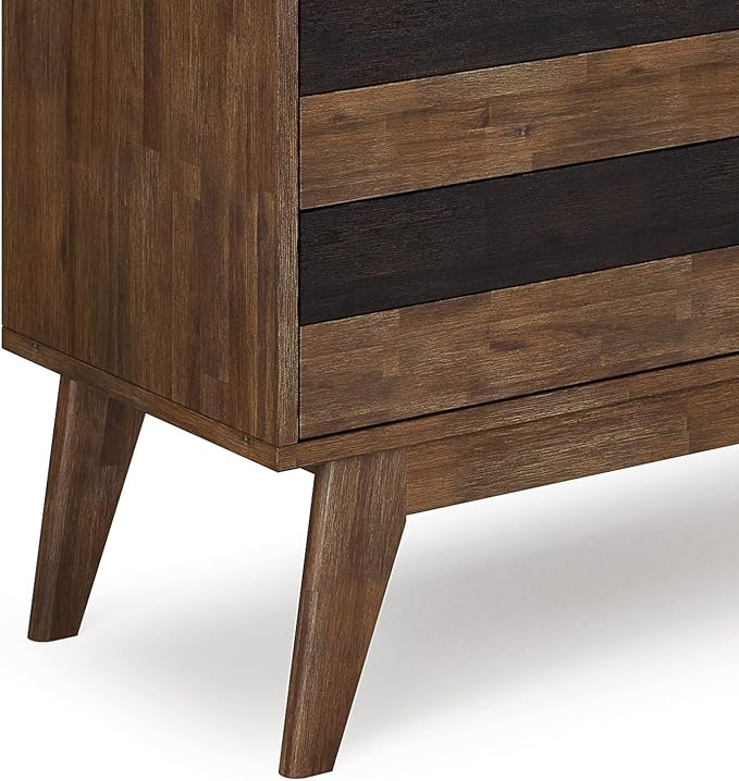SIMPLIHOME Clarkson Storage Cabinet - 48 inch Wide Solid Acacia Wood Medium Cabinet in Rustic Natural Aged Brown, Contemporary Sideboard for Living Room with 3 Drawers and Adjustable Shelves