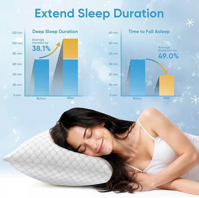 OAISZ Shredded Memory Foam Pillows, Bed Pillows King Size Set of 2, Cooling Pillows for Sleeping, Adjustable Firm Pillow for Side Back and Stomach Sleepers, Bed Pillow with Washable Removable Cover