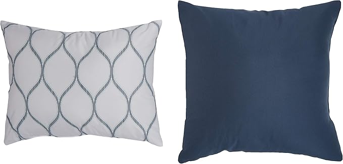 Amazon Basics 10-Piece Bed-in-a-Bag Comforter Set, Soft, Lightweight Microfiber, Full/Queen, Sea Foam Medallion
