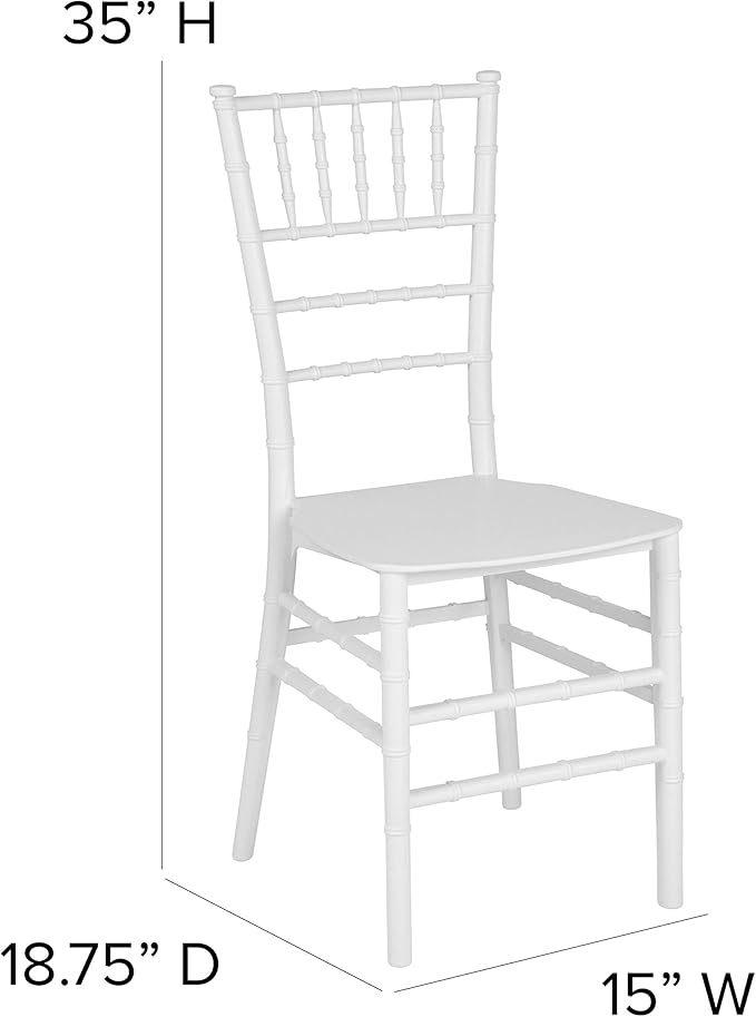 Flash Furniture 2 Pack HERCULES Series White Resin Stacking Chiavari Chair