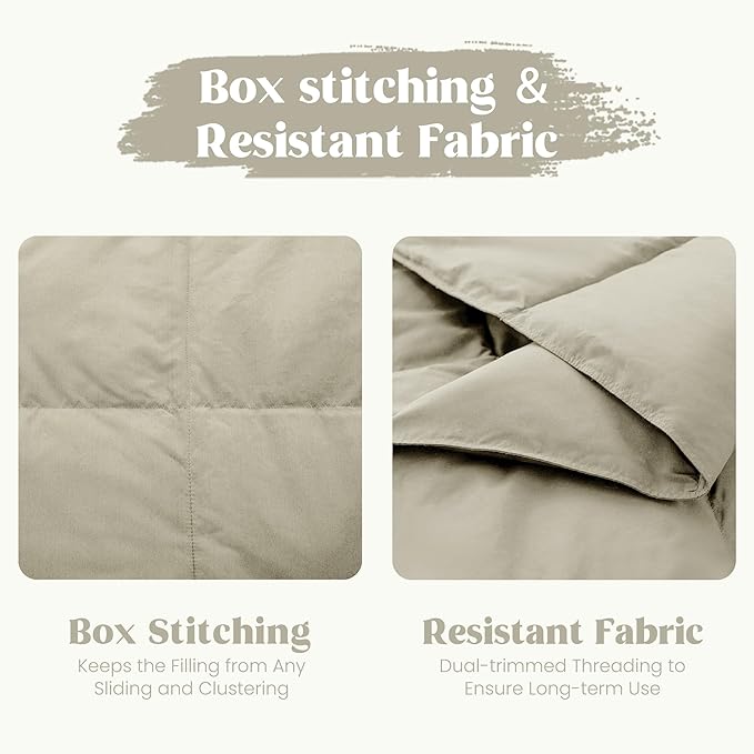 puredown® Soft Feather Down Blanket Lightweight Packable Down & Feather Fill Blanket for Indoor and Outdoor Use, King Size Blankets, 88"X108", Beige