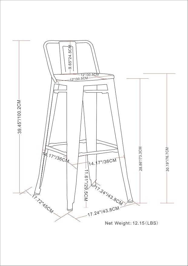 SIMPLIHOME Rayne Bar Stools (Set of 2) - 30 inch Seat Height Industrial Metal Chairs in White, Contemporary Seating for Kitchen or Bar with Curved Back, Under-Seat Cross Brace, and Footrest