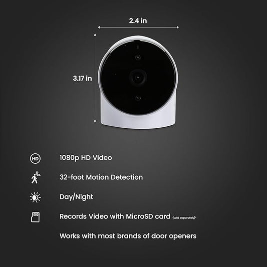 Feit Electric Smart Garage Door Camera, 2-Way Audio, Live Streaming, Human Motion Detection, 24/7 Recording, Infrared Night Vision, Remote Closure & Alerts, Alexa/Google Asst Compatible, CAM/GAR/WiFi