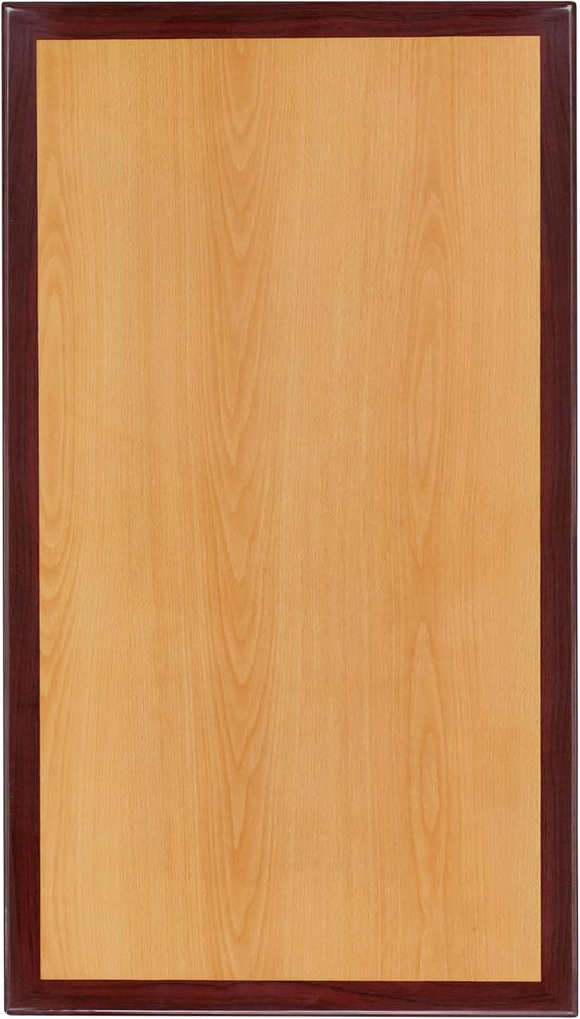 Flash Furniture Glenbrook 24" x 30" Rectangular 2-Tone High-Gloss Cherry Resin Table Top with 2" Thick Mahogany Edge