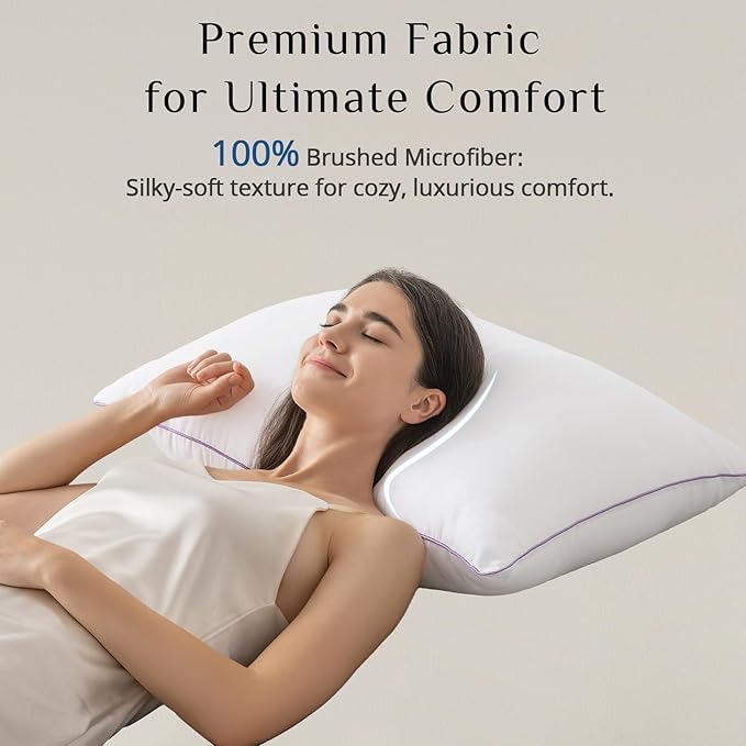 JOLLYVOGUE Pillows King Size Set of 2, Washable Supportive Bed Pillows with Super Soft Down Alternative Fill, Luxury Fluffy Hotel Quality for Side, Back, and Stomach Sleepers