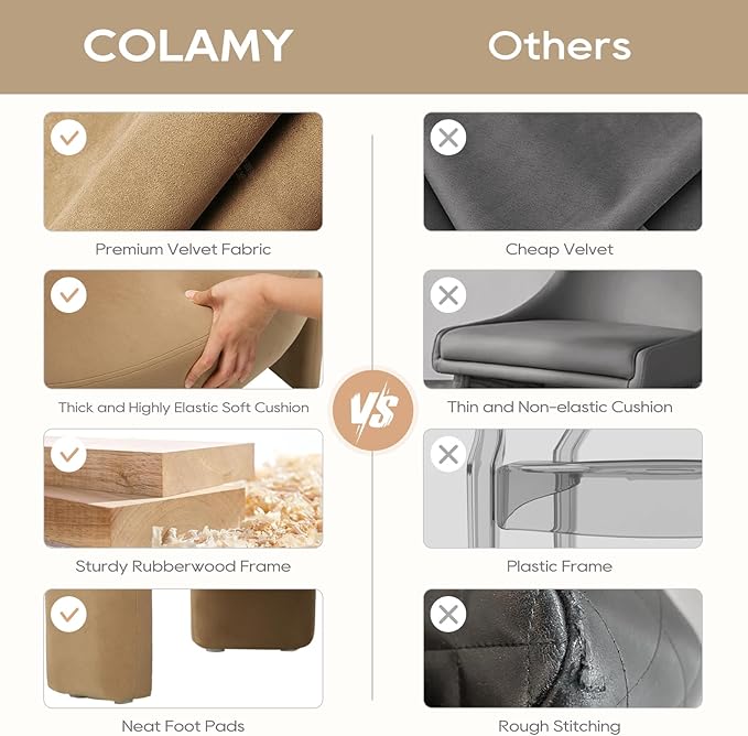 COLAMY Modern Accent Chair, Velvet Accent Chairs, Upholstered Barrel Chairs with Solid Wood Legs, Comfy Side Chair for Living Room, Bedroom, Reading, Cozy Reading Chair,Khaki