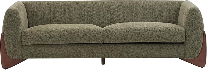 Christopher Knight Home Almad 2 Pieces Sofa Couch Set, Cozy 3-Seater Sofa and Loveseat for Living Room, Upholstered Couch Chair, Soft Seating Lounge Sofa with Wood Frame, Boucle Fabric, Olive Green