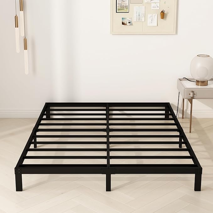 8 Inch Full Size Bed Frame, Heavy Duty Metal Platform Bed Frame No Box Spring Needed, Noise Free, Easy Assembly, Black