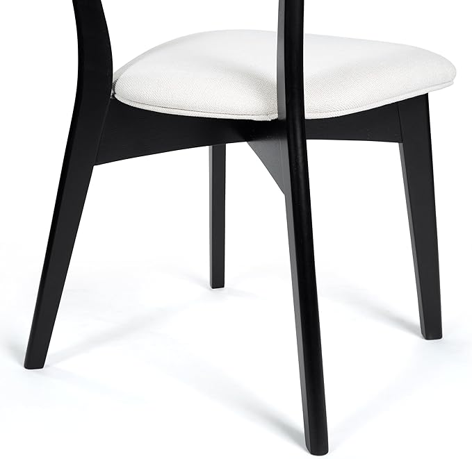 Chazz Upholstered Dining Chairs- Light Beige/Matte Black (Set of 2)