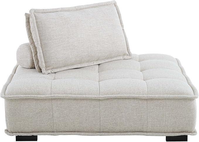 Modway Saunter Tufted Fabric Armless Chair, Beige
