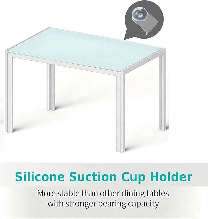 Gizoon Glass Dining Table Sets for 6, 7 Piece Kitchen Table and Chairs Set for 6 Person, PU Leather Modern Dining Room Sets for Home, Kitchen, Living Room