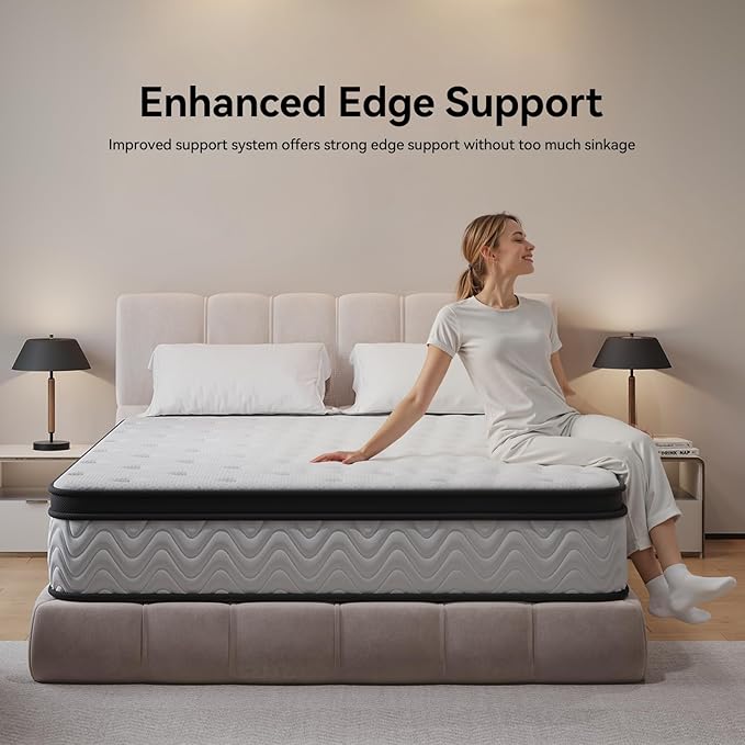 Nelaukoko King Size Mattress, 12 Inch King Hybrid Mattress Medium-Firm | Individually Wrapped Coils & Cooling Memory Foam | Motion Isolation & Edge Support | CertiPUR-US Certified | Mattress in a Box