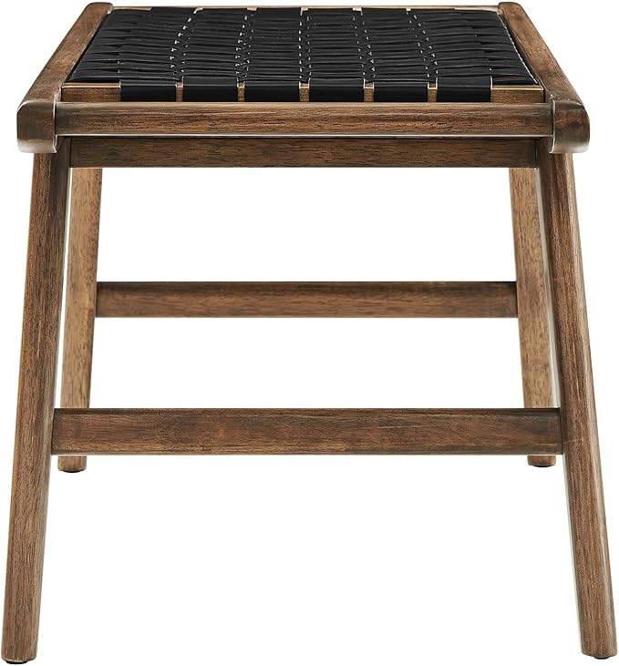Modway Saoirse 47" Faux Leather Wood Bench in Walnut Black