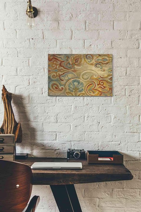 Epic Graffiti 'Antique Paisley' by Silvia Vassileva, Canvas Wall Art, 18"x12"