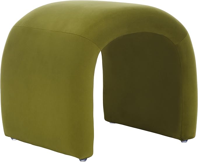 SAFAVIEH Home Collection Kibo Olive Velvet Waterfall Curved Ottoman (Fully Assembled)
