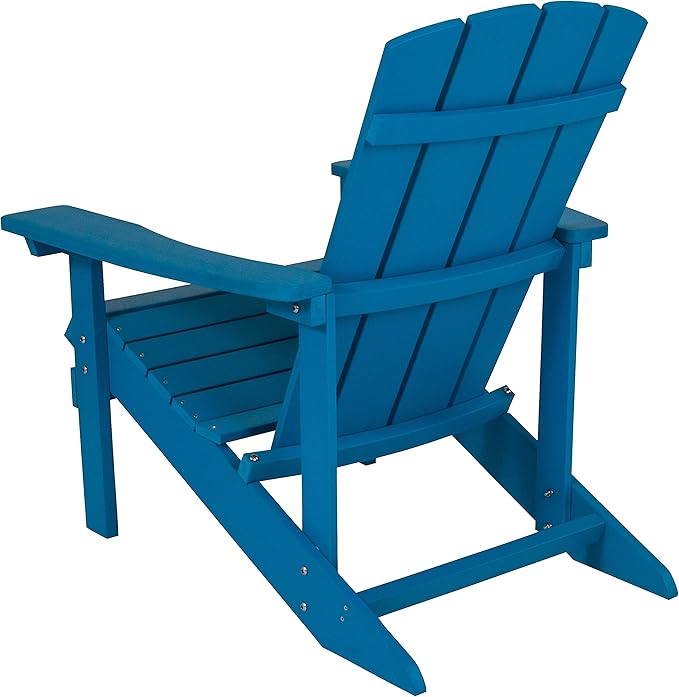 Flash Furniture Charlestown Poly Resin Adirondack Chair - Blue - All Weather - Indoor/Outdoor - Set of 2